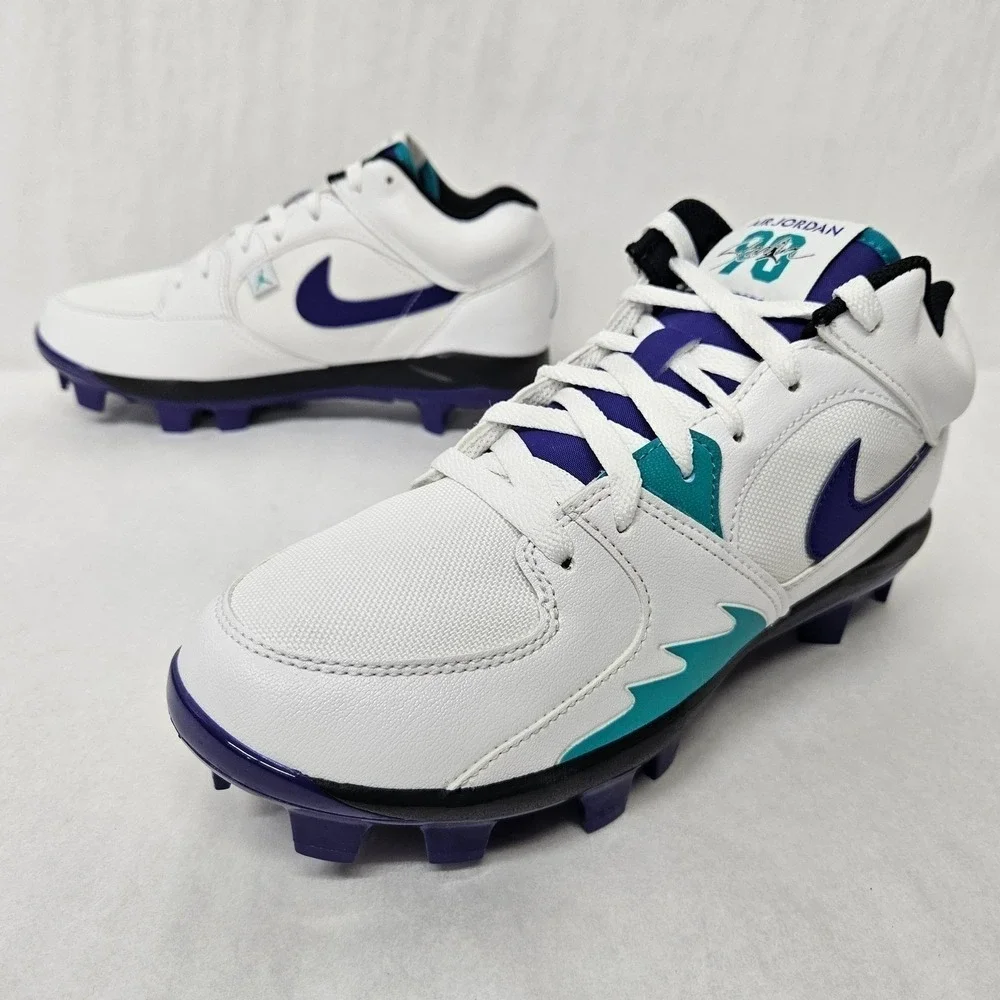 Jordan Stadium 90 Low MCS Baseball Cleats HQ0211-105 White Purple‎ Men Size 13